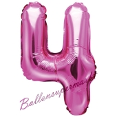 Luftballon Zahl 4, pink, 35 cm