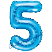 Luftballon Zahl 5, blau, 35 cm