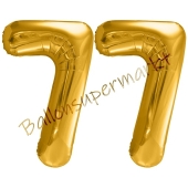 Luftballon Zahl 77, gold, 86 cm