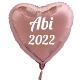 Luftballon Herz Abi 2022, roségold-weiß