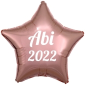 Luftballon Stern Abi 2022, rosegold-weiß, mit Helium Ballongas