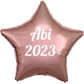Luftballon Stern Abi 2023, rosegold-weiß, mit Helium Ballongas