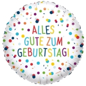 Luftballon Alles Gute zum Geburtstag, Confetti Birthday, ohne Helium-Ballongas