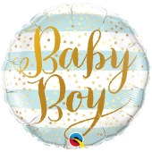 Baby Boy Blue Stripes Luftballon aus Folie ohne Helium