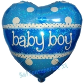 Baby Boy, holografischer Herzluftballon aus Folie mit Helium