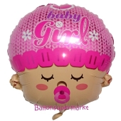 Luftballon zur Geburt und Taufe, Baby Girl Head, ungefüllt