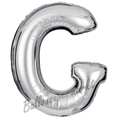 Großer Buchstabe G Luftballon aus Folie in Silber
