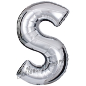 Großer Buchstabe S Luftballon aus Folie in Silber