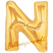 Großer Buchstabe N Luftballon aus Folie in Gold