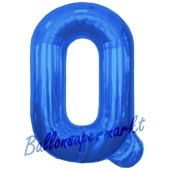 Großer Buchstabe Q Luftballon aus Folie in Blau