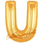 Großer Buchstabe U Luftballon aus Folie in Gold