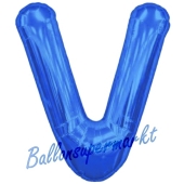 Großer Buchstabe V Luftballon aus Folie in Blau