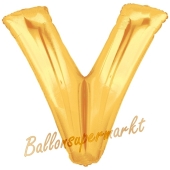 Großer Buchstabe V Luftballon aus Folie in Gold