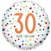 Luftballon aus Folie mit Helium, Confetti Birthday 30, zum 30. Geburtstag