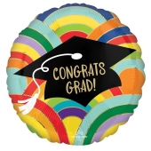 Congrats Rainbow, runder Luftballon aus Folie mit Helium Ballongas