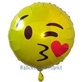 Emoticon mit Kussmund, Folienballon ohne Ballongas