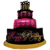 Happy Birthday Torte Folienballon zum Geburtstag, inklusive Helium