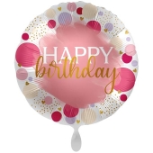 Folienballon XXL Happy Birthday Pink Dots