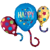 Happy Birthday Cluster Folienballon zum Geburtstag, Balloon Bash, ohne Helium