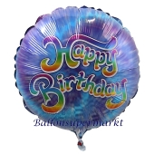 Batik blau Happy Birthday, Luftballon zum Geburtstag mit Helium