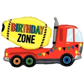 Luftballon Birthday Zone Betonmischer zum Geburtstag, ohne Helium