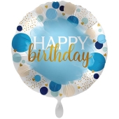 Folienballon XXL Happy Birthday Blue Dots