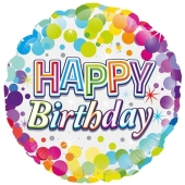 Geburtstags-Luftballon Colorful Confetti Happy Birthday, ohne Helium-Ballongas