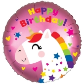 Satin Luxe Luftballon Einhorn Happy Birthday, ohne Helium