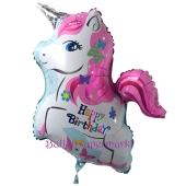 Happy Birthday Einhorn Luftballon zum Geburtstag mit Helium Ballongas