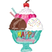 Happy Birthday Geburtstagsballon, Eisbecher, Shape