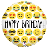 Geburtstags-Luftballon Happy Birthday Emojis, ohne Helium
