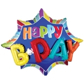 Happy B'day 3D Burst Jumbo Luftballon zum Geburtstag, ohne Helium