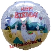 Geburtstags-Luftballon Lama Happy Birthday, ohne Helium-Ballongas