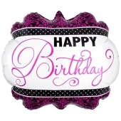 Pink, Black, White Birthday Luftballon zum Geburtstag mit Helium Ballongas