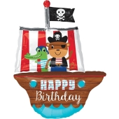 Luftballon aus Folie zum Geburtstag,Piratenschiff, Happy Birthday