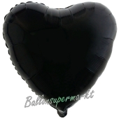 Herzluftballon aus Folie, Schwarz, mit Ballongas Helium