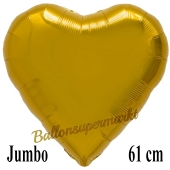 Großer Herzluftballon Gold, Ballon in Herzform mit Ballongas Helium