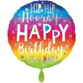Happy Birthday Hip Hip Hooray, Jumbo Luftballon ohne Helium zum Geburtstag