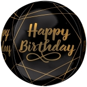Happy Birthday Elegant Orbz Luftballon aus Folie, inklusive Helium