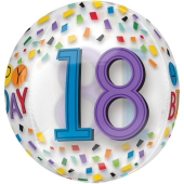 Happy Birthday Rainbow 18 Orbz Luftballon aus Folie ohne Ballongas