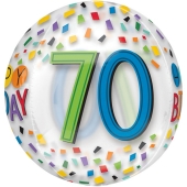 Happy Birthday Rainbow 70, Orbz Luftballon aus Folie, inklusive Helium
