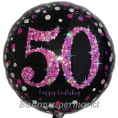 Luftballon aus Folie Pink Celebration 50, zum 50.Geburtstag mit Helium