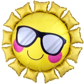 Emoticon Sonne, Folienballon mit Ballongas-Helium 