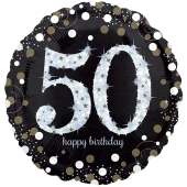Holografischer Folienballon, Jumbo Sparkling Birthday 50 zum 50. Geburtstag