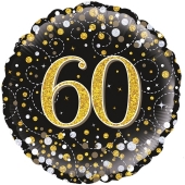 Luftballon zum 60. Geburtstag, Sparkling Fizz Gold 60, ohne Helium-Ballongas