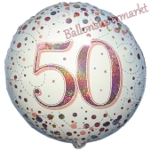 Luftballon aus Folie mit Helium, Sparkling Fizz Roségold 50, zum 50. Geburtstag, Jubiläum
