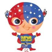 Superheld Luftballon, Super Birthday zum Geburtstag, ohne Helium