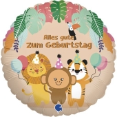 Geburtstags-Luftballon, Jungle Animals mit Helium