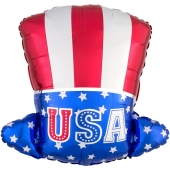Uncle Sam Hut Luftballon, USA Folienballon mit Helium-Ballongas