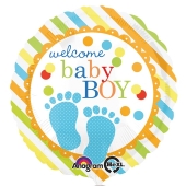 Luftballon mit Helium zu Geburt und Taufe eines Jungen:Welcome Baby Boy Boy